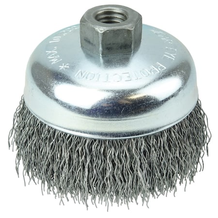 Weiler Wolverine 4" Crimped Wire Cup Brush .020" Steel Fill 5/8"-11 UNC Nut 36236